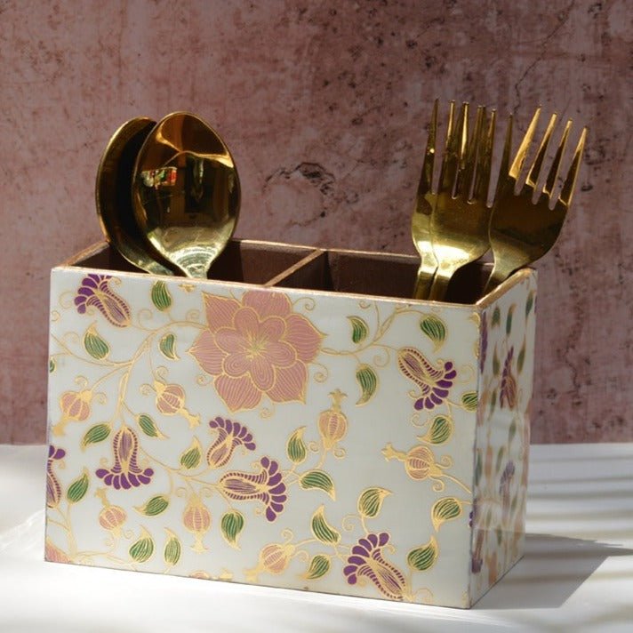 Pink Rose MDF Cutlery Holder