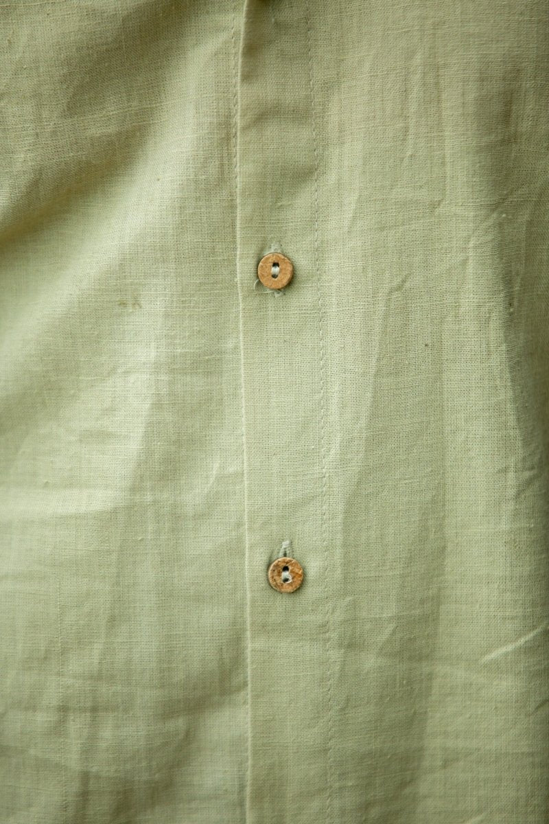 Pistachio Mandarin Collar Khadi Shirt