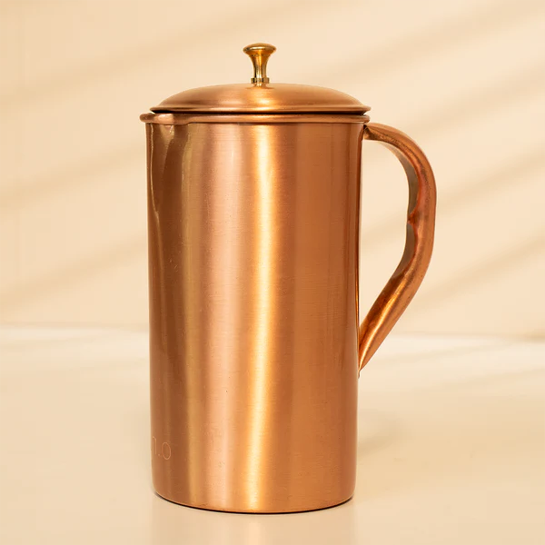 Pure Copper Jug with Lid | 1.5 L | Plain | Boosts Immunity