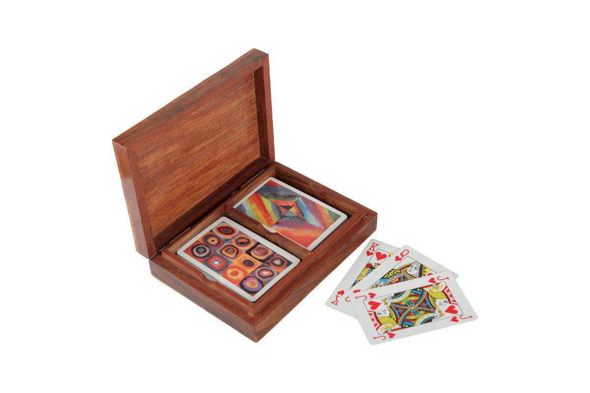 Playing Cards Set of 2 in Handmade Wooden Storage Box