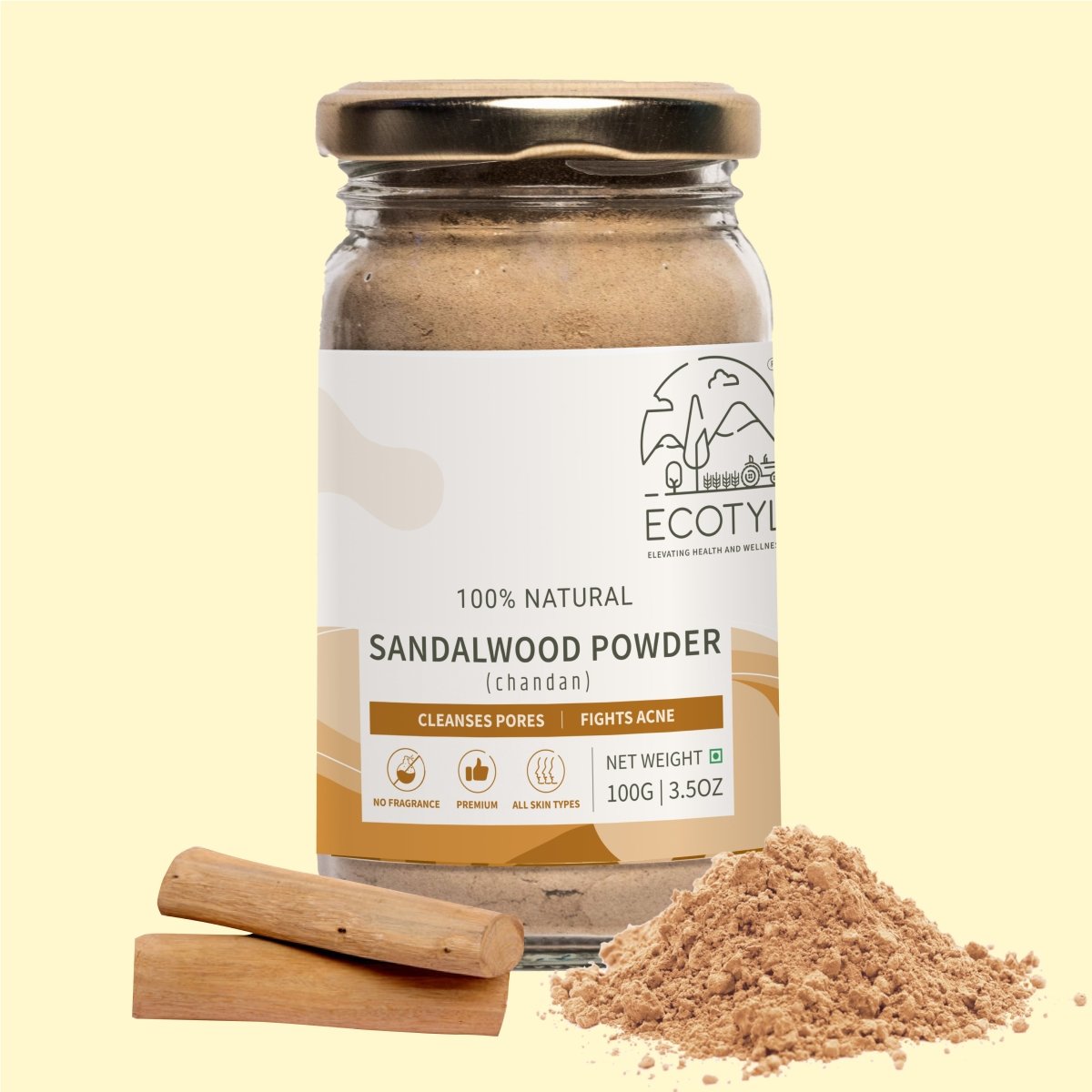 Pure Sandalwood Powder | Skin Brightening & Pore Cleansing- 100g