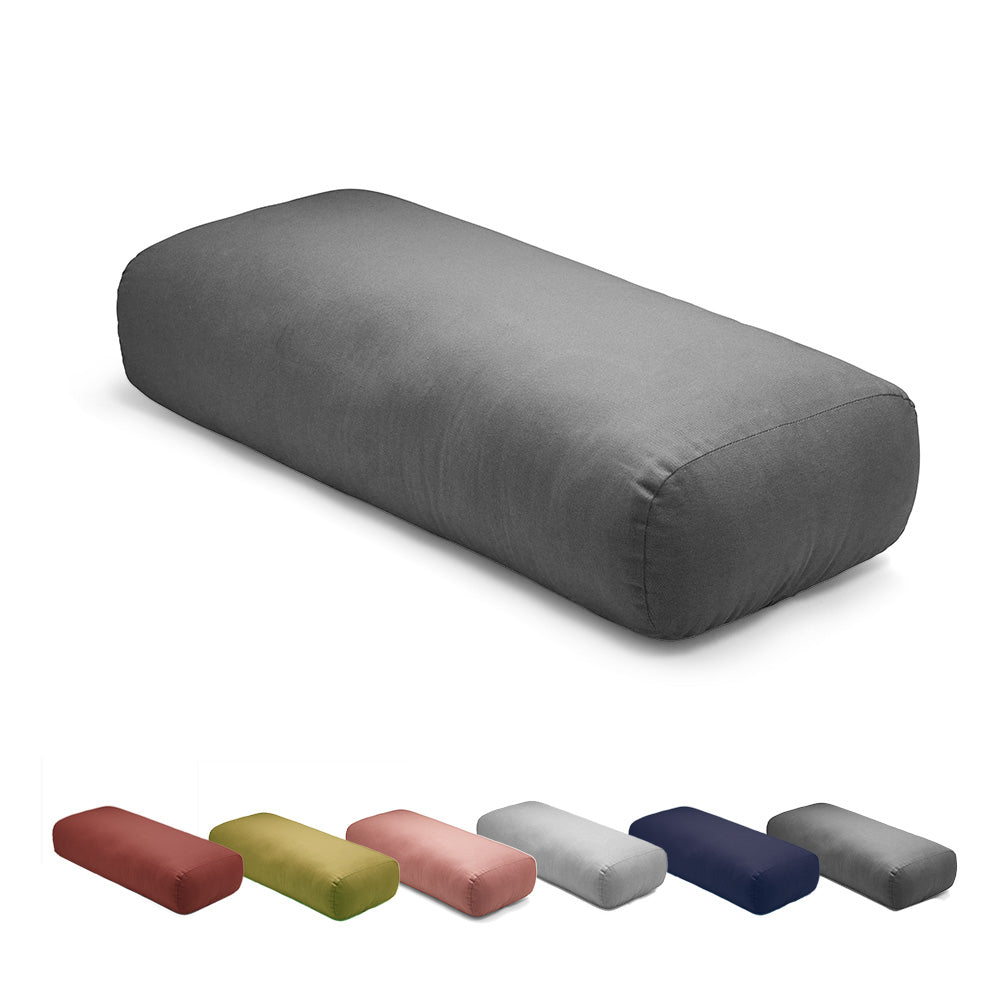 Rectangular Yoga Bolster filled with Cotton- Dark Grey