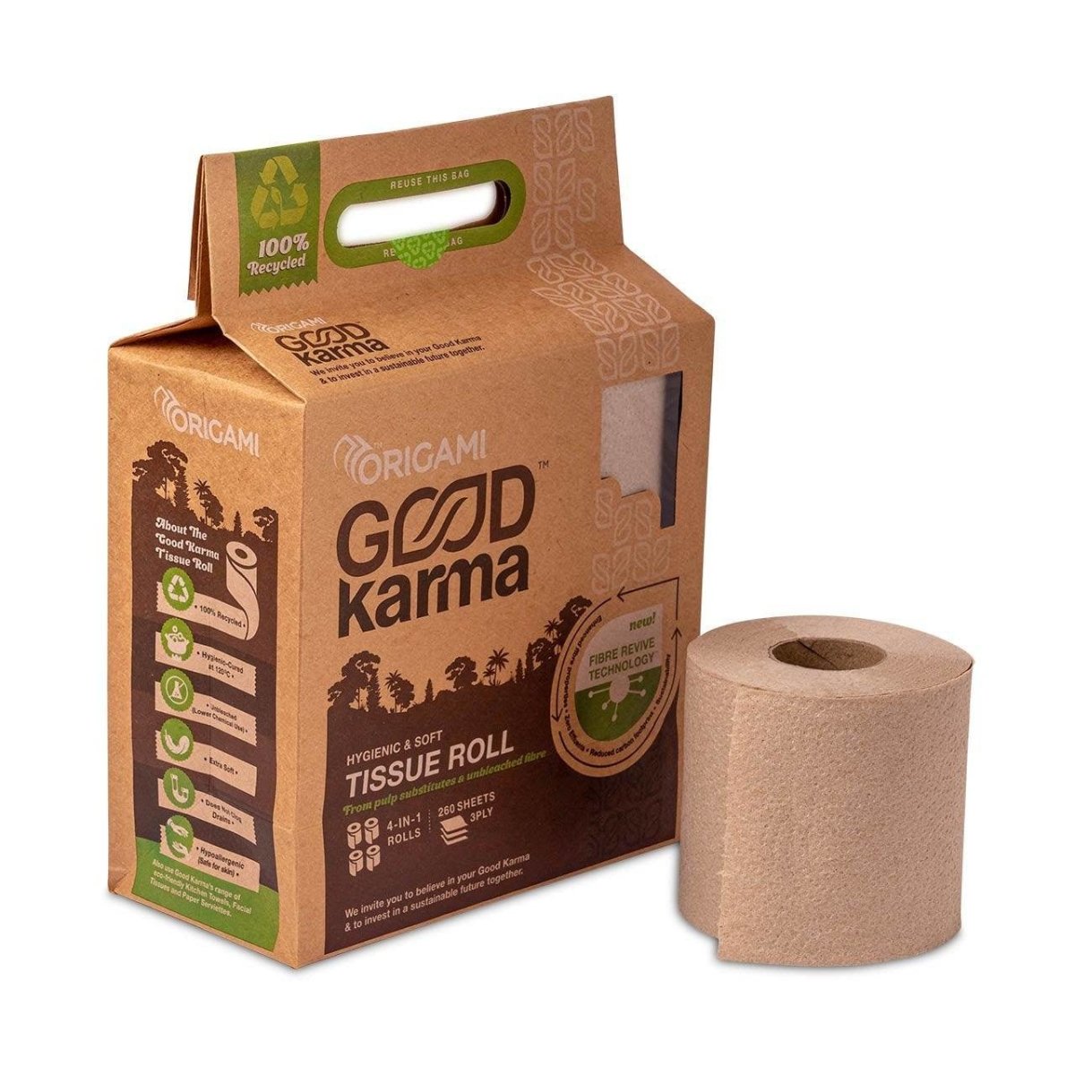 Recycled Toilet Roll-3 Ply Tissue-260 pulls per roll 4 in 1