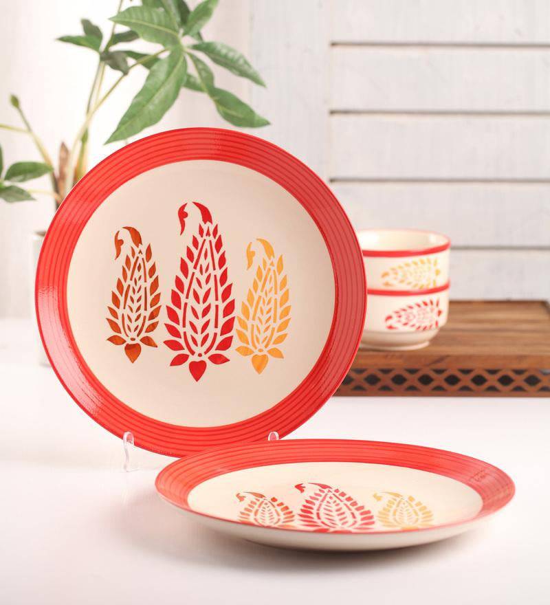 Red Buti Dinner Plate - Set of 2