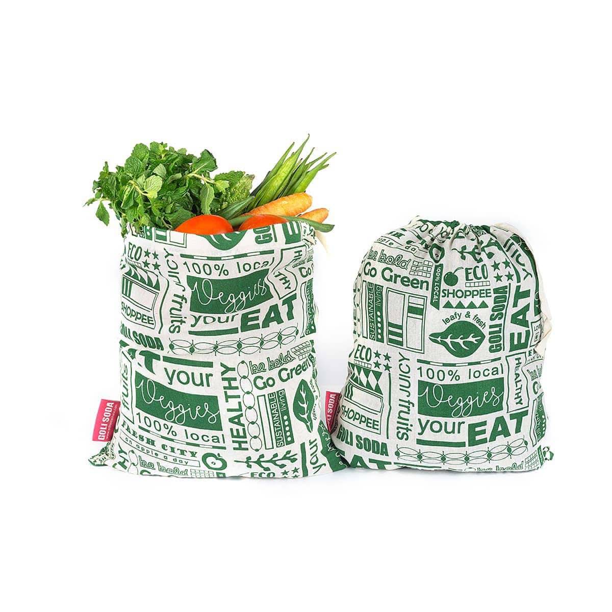 Reusable Cotton Go Green- Set of 2 Small & Big for Veggies, Roti, Sprouting & Paneer