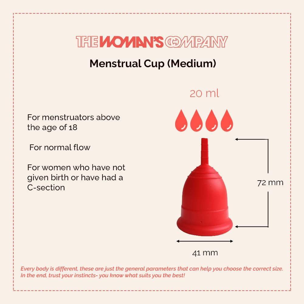 Reusable Menstrual Cup for Women- Medium Size with Pouch