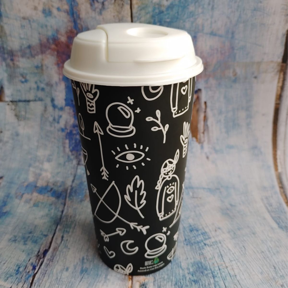 Rice Husk Coffee Cup - 475 ml - Doodle Art