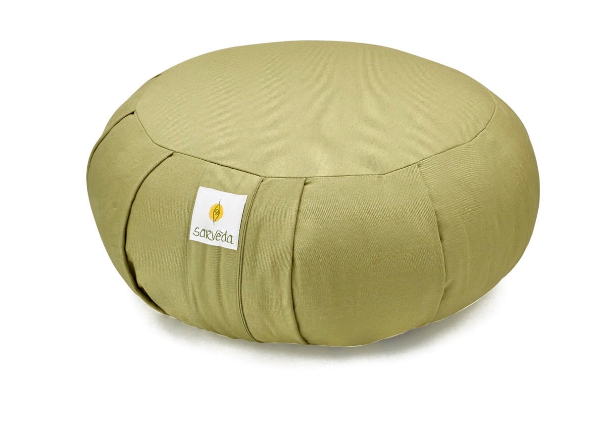 Round Zafu Meditation and Yoga Cushion- Filled with Cotton- Sage