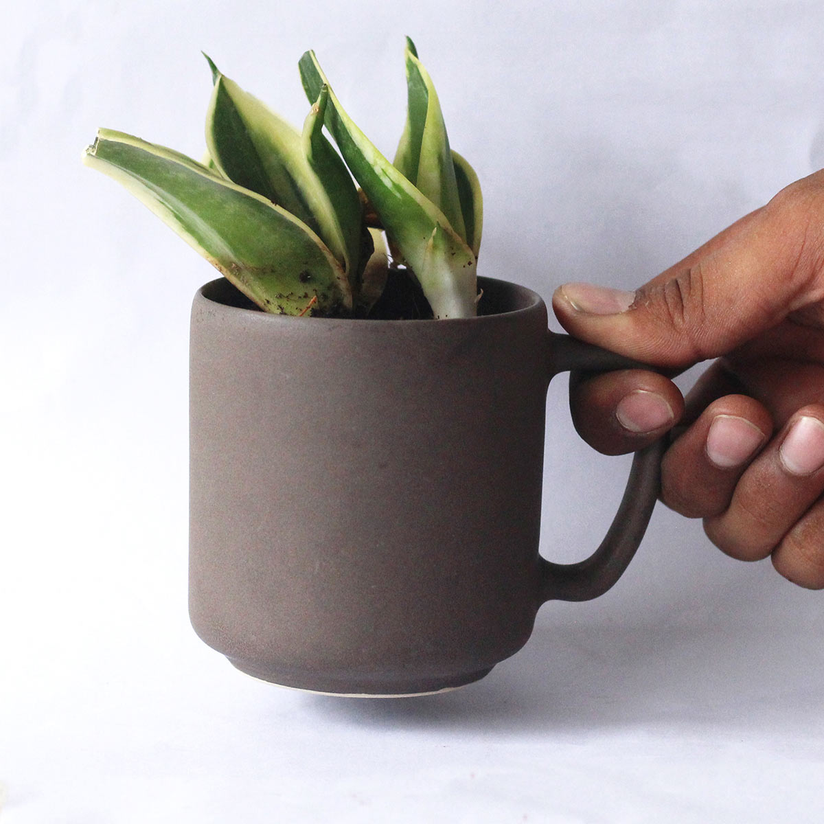 Rustic Brown Limited Edition Recycled Ceramic Desk Planter with holder