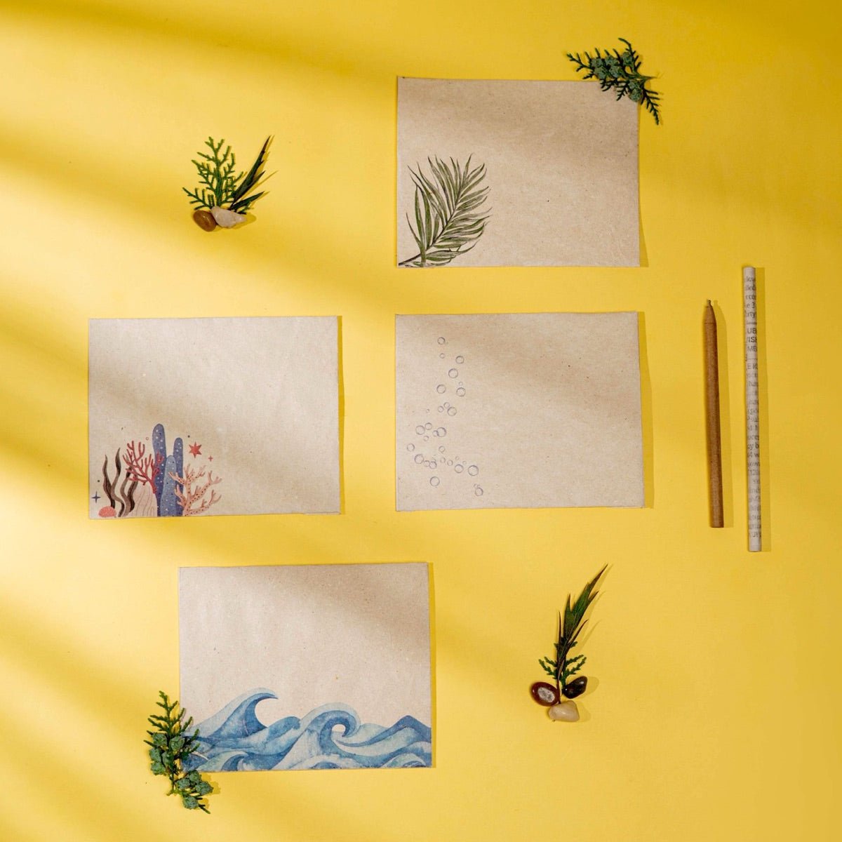 Samudra Handmade Hemp Paper Note Cards Set