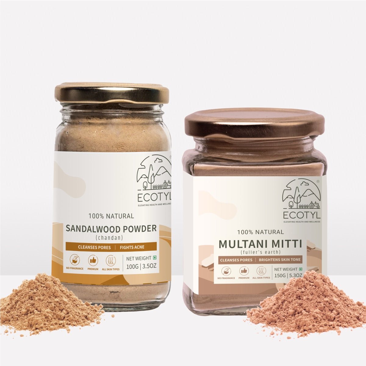 Sandalwood Powder 100g and Multani Mitti 150g- Face Pack Combo