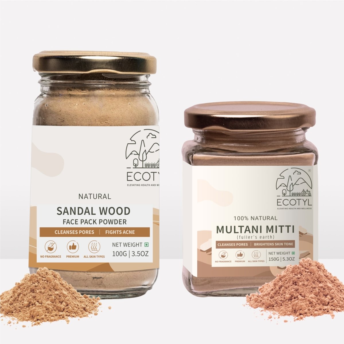 Sandalwood Powder 100g and Multani Mitti 150g- Face Pack Combo