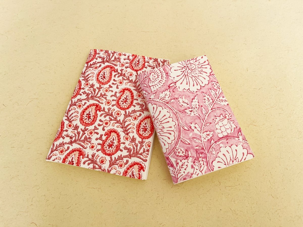 Set of 2 handmade block print journal | Eco-friendly notebook | Sustainable | Upcycled cotton rag paper