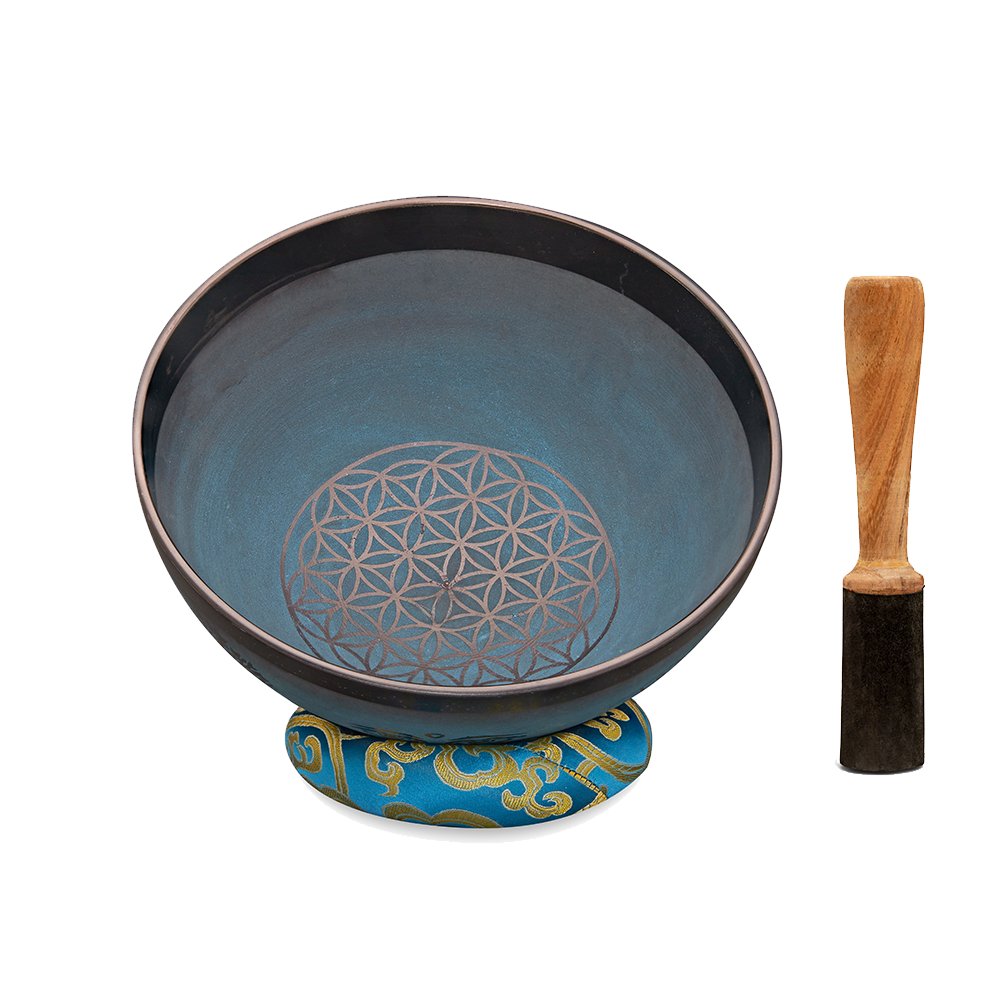 Singing Bowls- Rustic- Flower of Life- Blue- 105inches