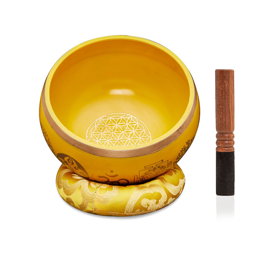 Singing Bowls Sacred Symbol Bowls |Sacred Symbol Yellow-35 inches