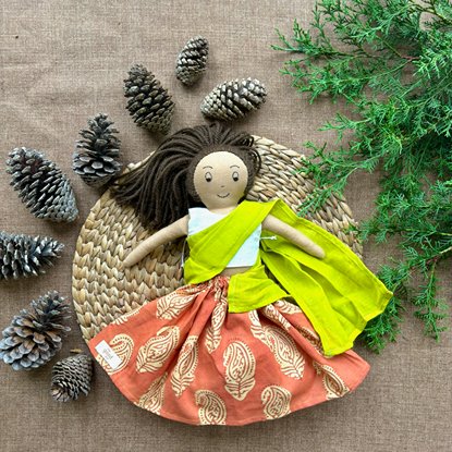 Single Doll- Jyotsna- Cotton Fabric Toy- Warm