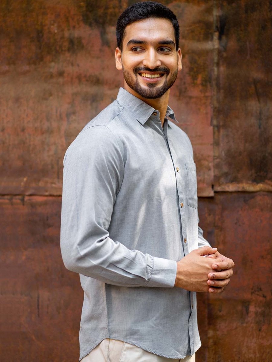 Slate Grey Full Sleeve Shirt in TENCEL™ Lyocell Linen