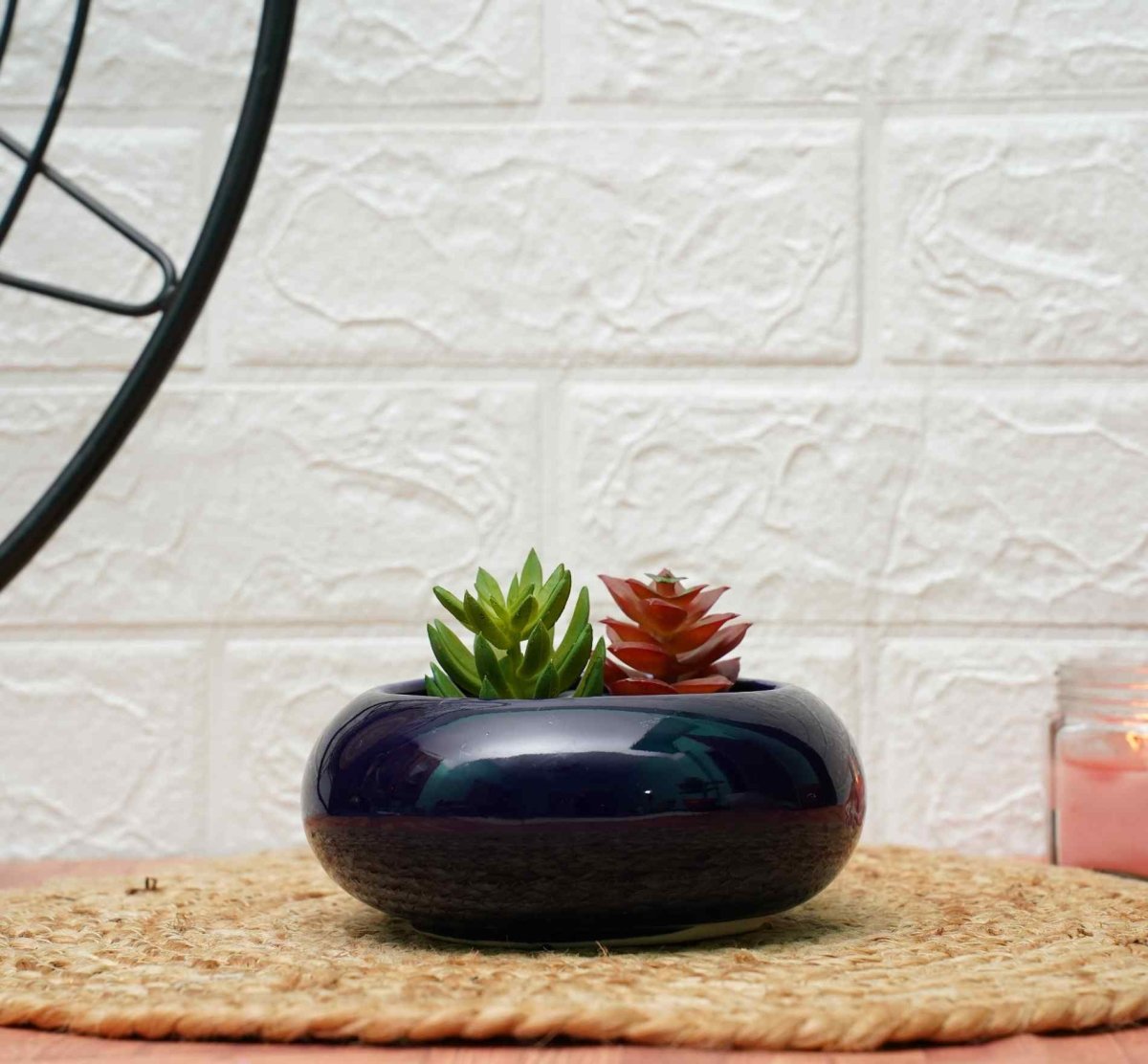 Small Ceramic Pots for Desk | Dark Blue