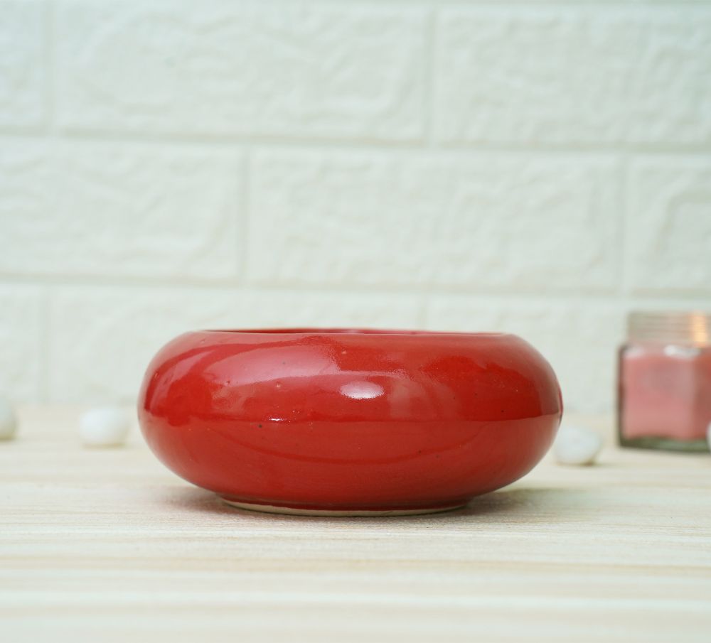 Small Ceramic Pot for Desk | Red