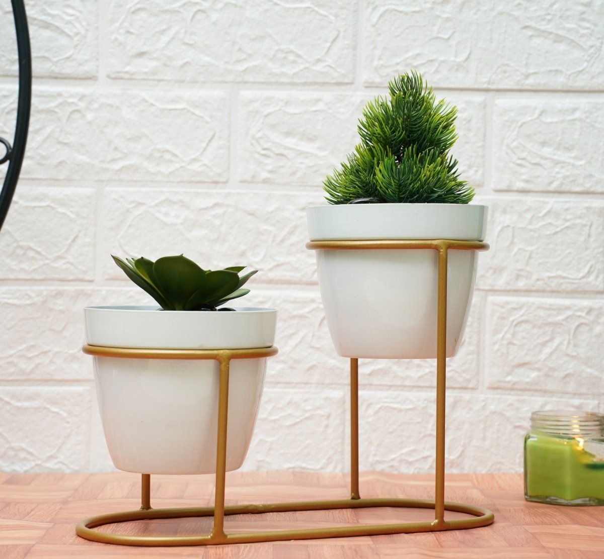 Small Pot for Indoor Plants (White Double Planter)