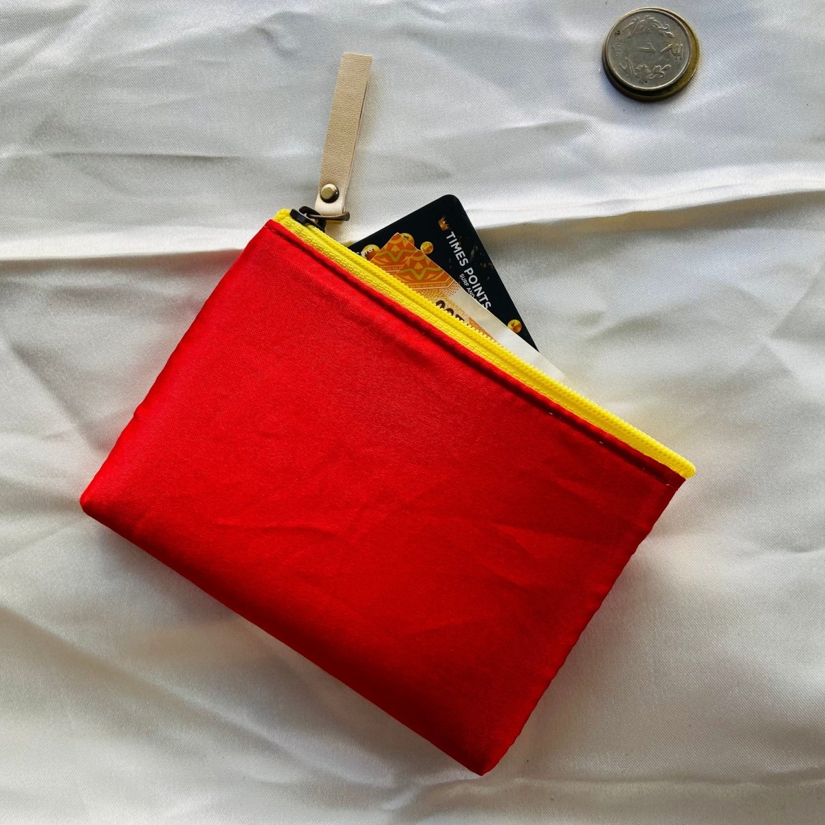 Small zipper pouches- Mini wallets- Red with Yellow