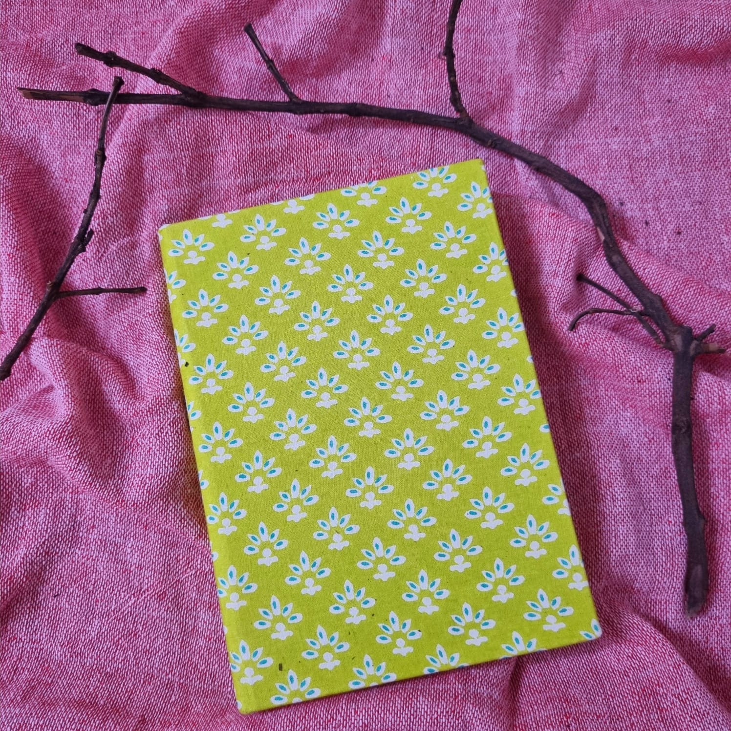 Soft Paradise- Upcycled Fabric Journal-Hard-bound