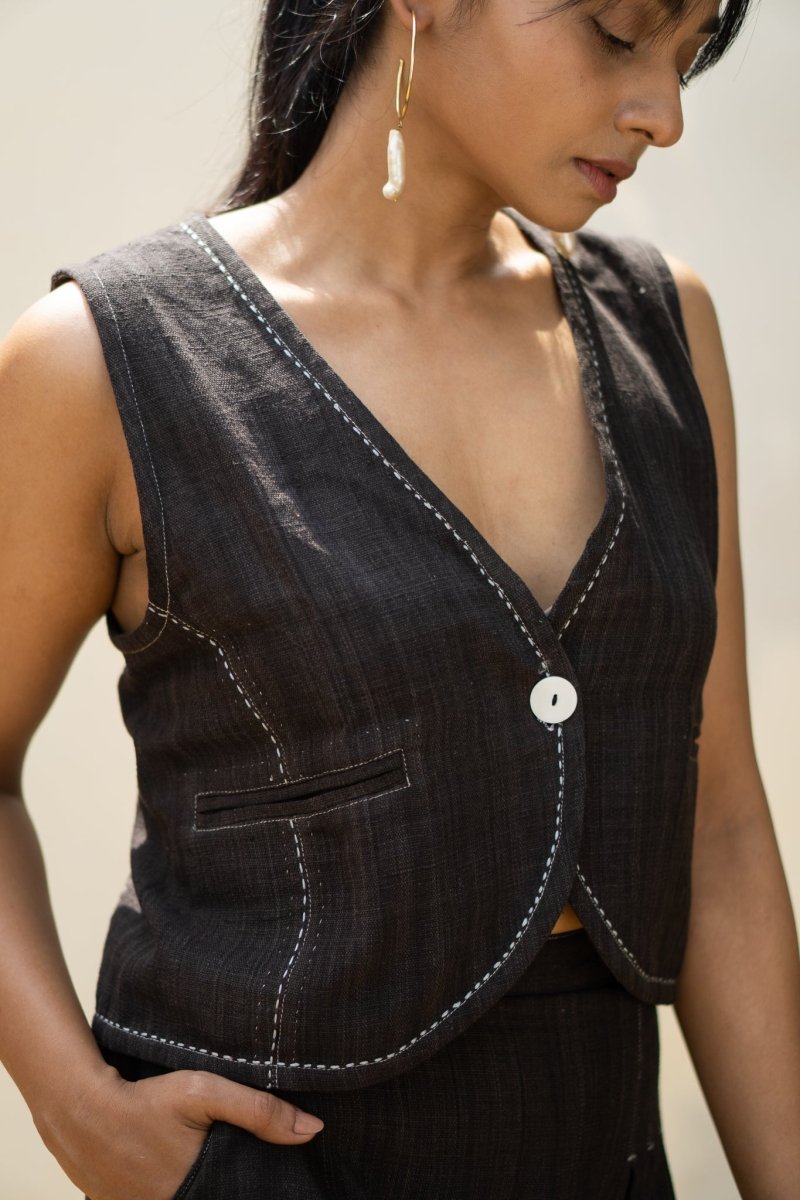 Sonder Cotton Waistcoat- Black