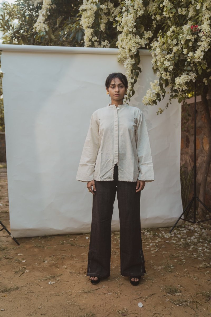 Sonder Cotton Mandarin Collar Blouse