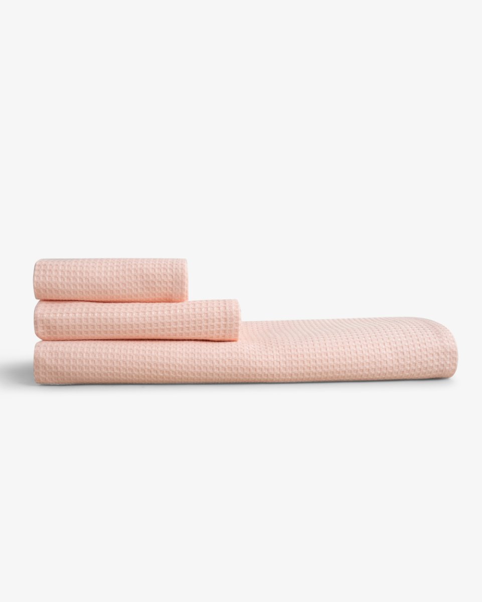 Sorrento waffle Blush Towel set of 3 Piece (Bath, Hand & Face)