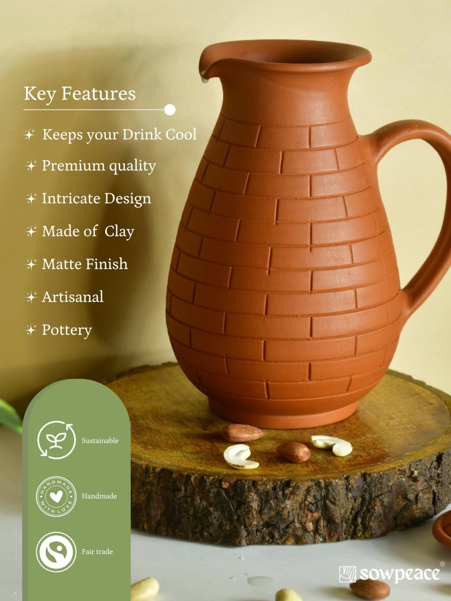 Sowpeace Earthy Elegance: Handcrafted Jug for Every Sip & Stash