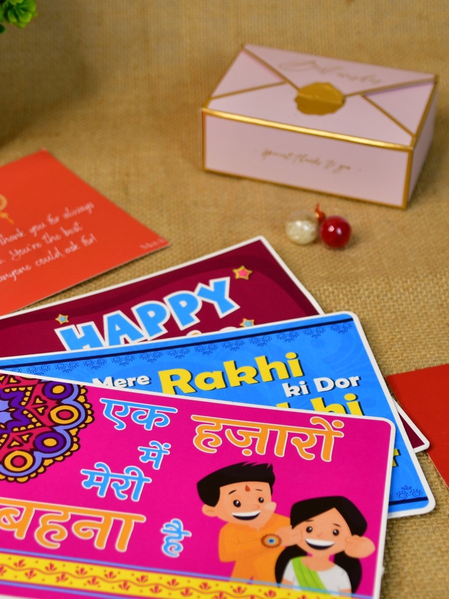 Sowpeace Exquisite Bhai Behen Rakhi Pack of 1 with Roli Chawal and Greeting card combo for Raksha Bandhan and Gifting