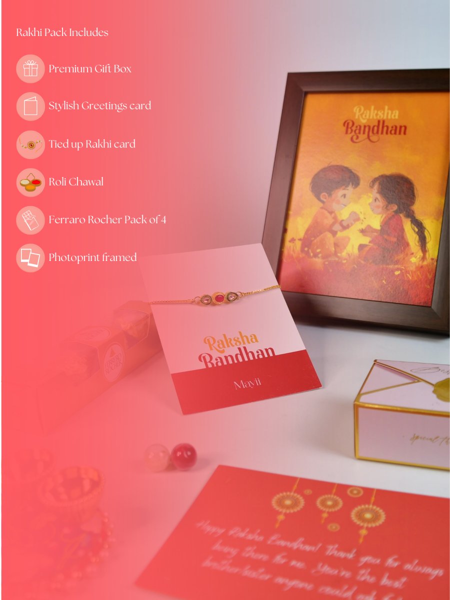 Sowpeace Exquisite Turtle Rakhi Pack of 1 with Roli Chawal Thali, Chocolates, Photo Frame and Greeting card combo for Raksha Bandhan and Gifting