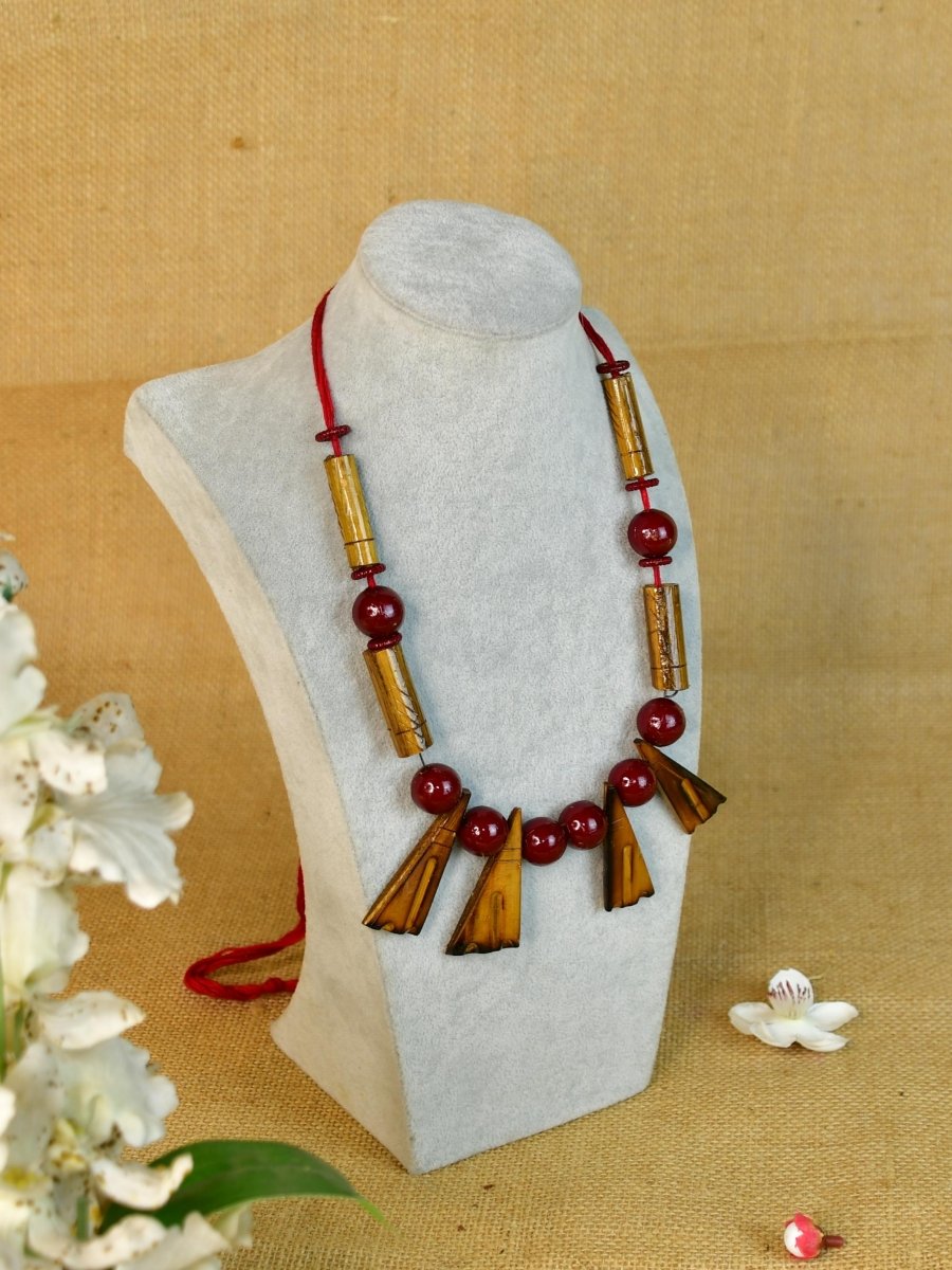 Sowpeace Handcrafted Bamboo Triangle Necklace: Artistic Tradition in Style