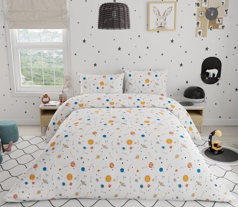 Space Galaxy 100% Cotton Antimicrobial Kids Bedsheet Set