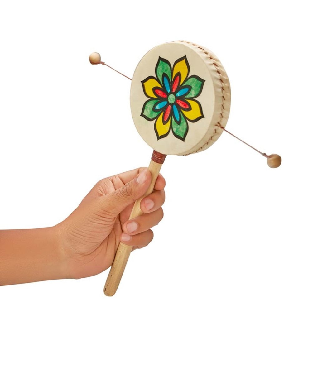 Spin/Twist Drum- Den Den Daiko- Yellow Green Flower