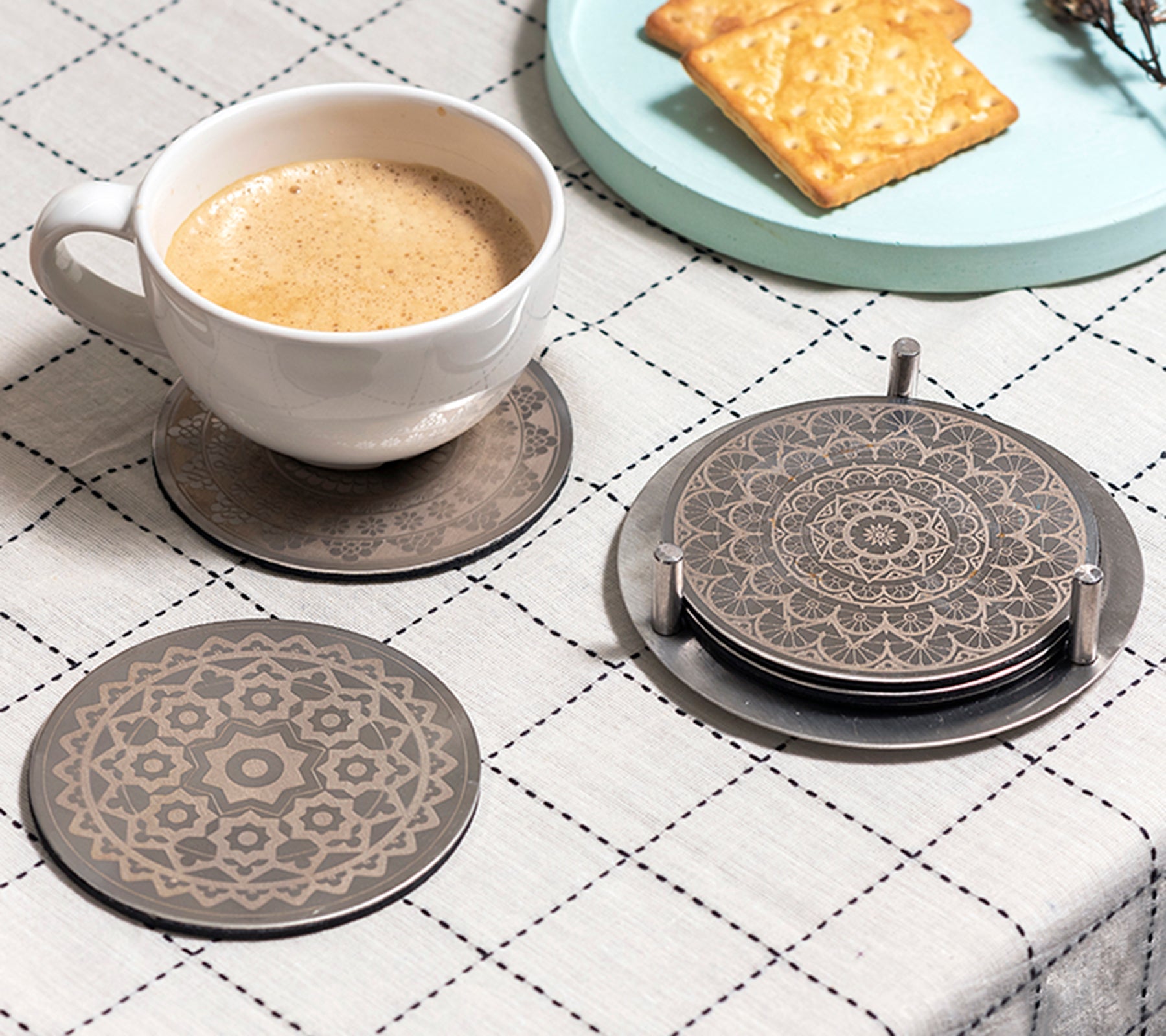 Stainless Steel Coasters | Set of 6 Round Coasters