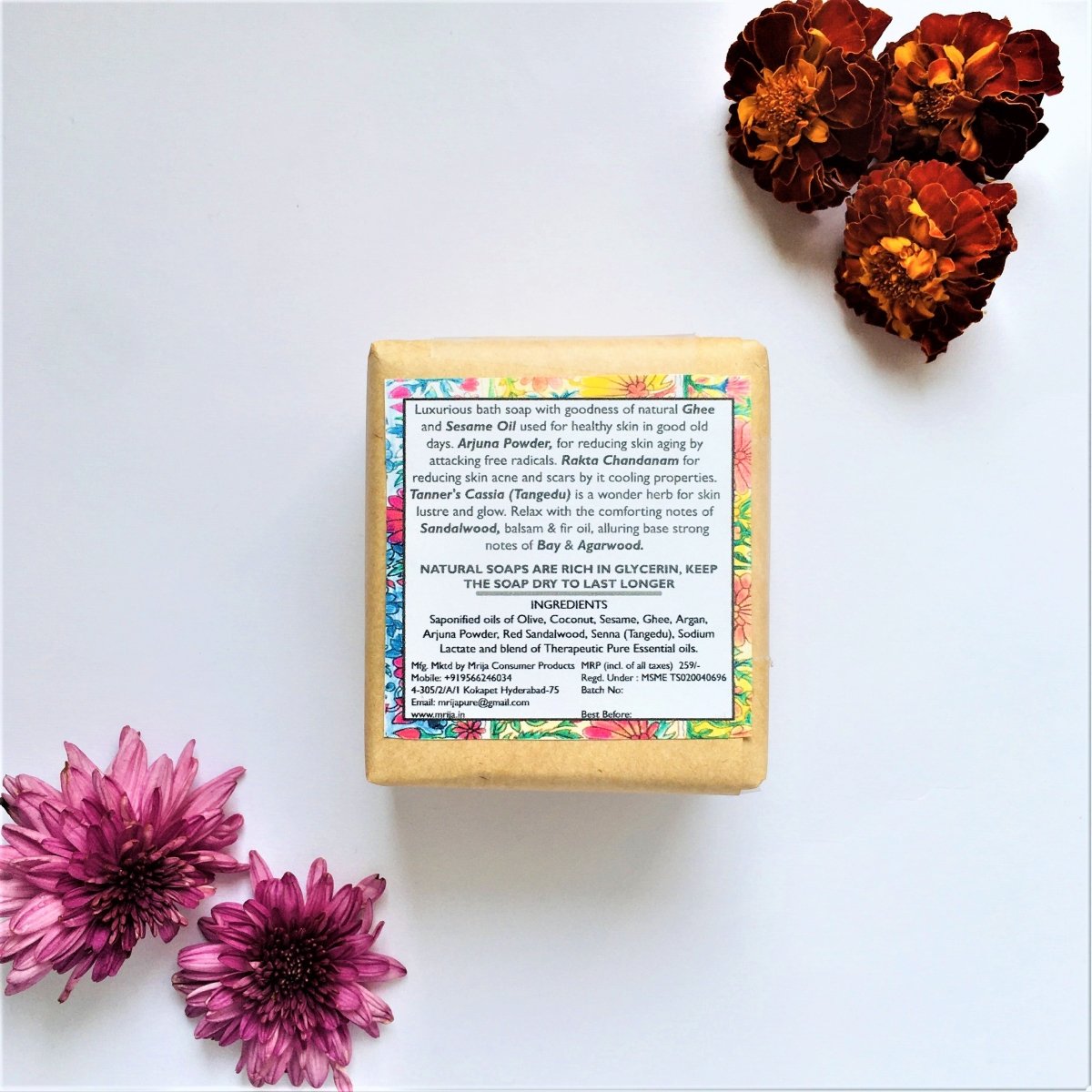 Sugandham Handmade Cold Processed Herb Soap - Arjuna, Rakta Chandanam, Senna