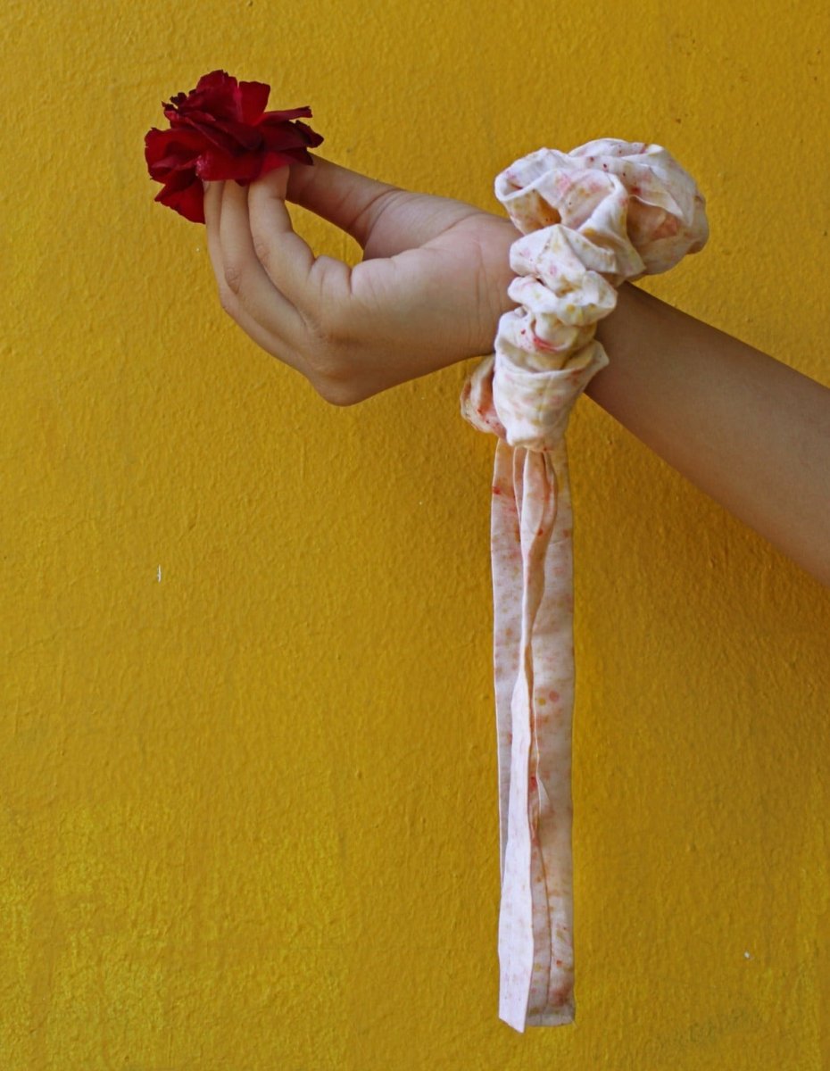 Sunshine- Anti Breakage Organic Cotton Scrunchie with Ribbon