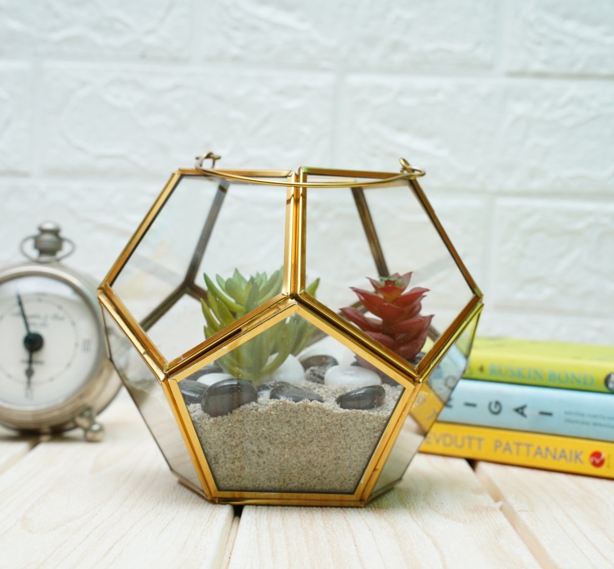 Terrarium Glass Containers with Terrarium Grow Kit (Golden Fullerene)