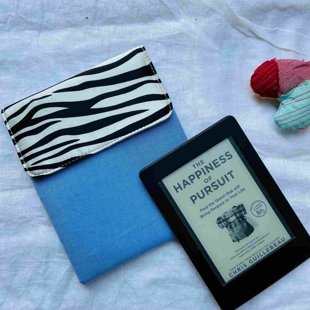 Unique Kindle Sleeve- Blue with print- Fits all Kindle