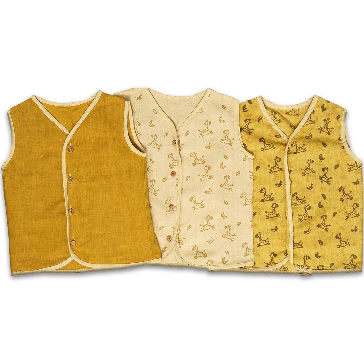 Unisex Classic Jhabla Set Of 3 Yellow