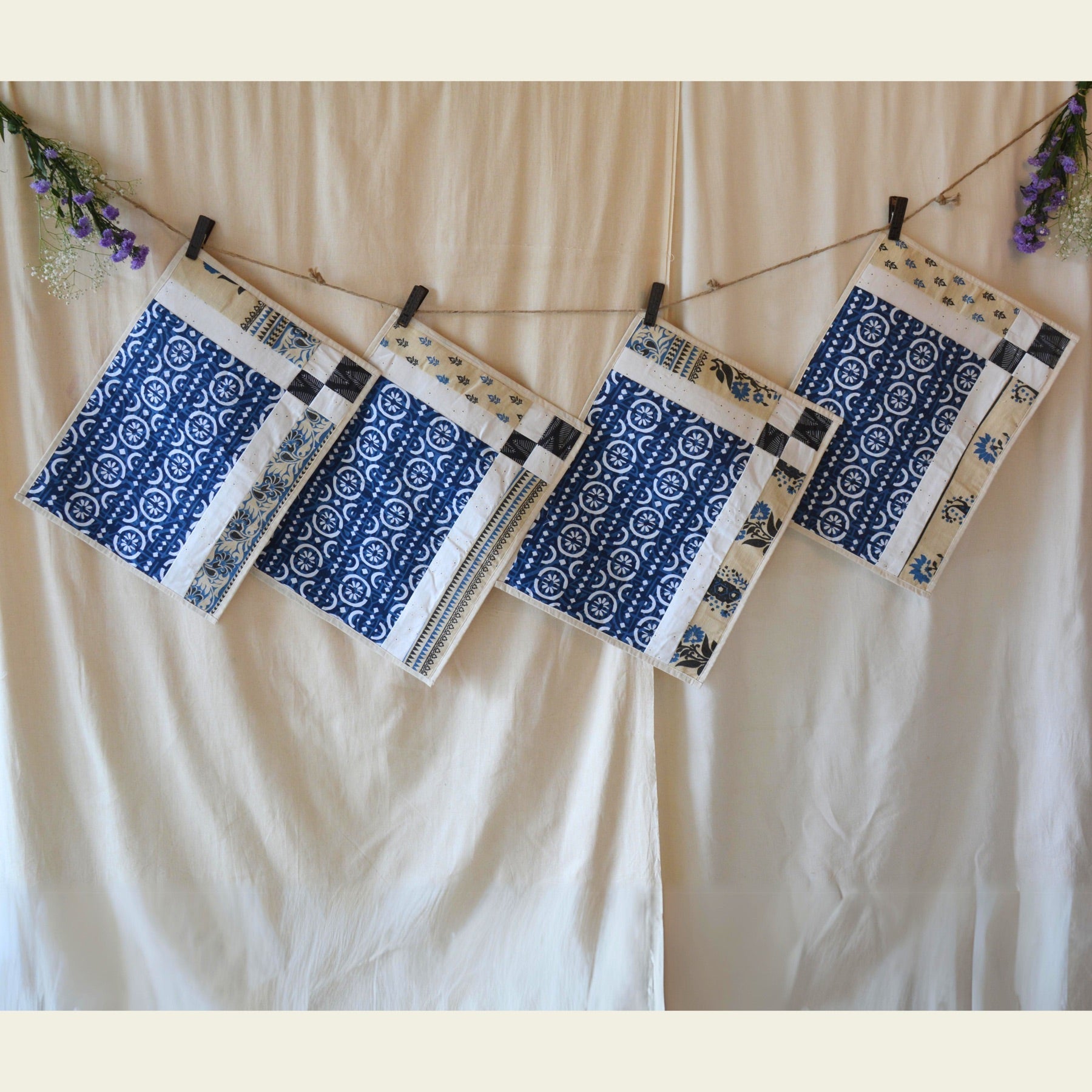 Upcycled Table Mat Why Not Patch Up- Indigo Patterns