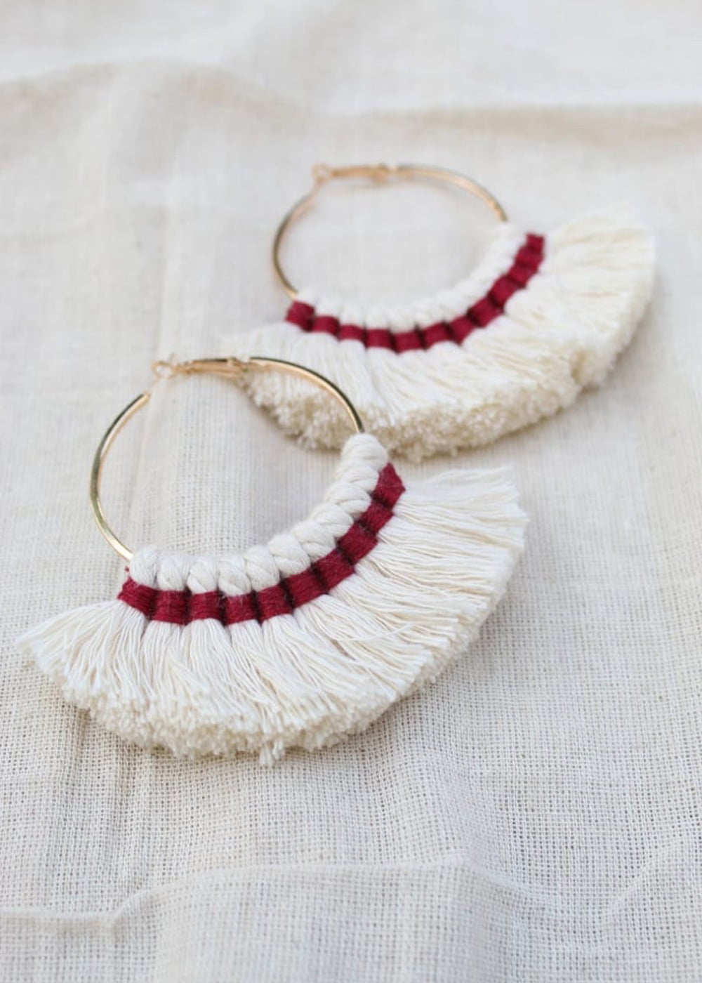 Macrame Tassel Hoop Earrings