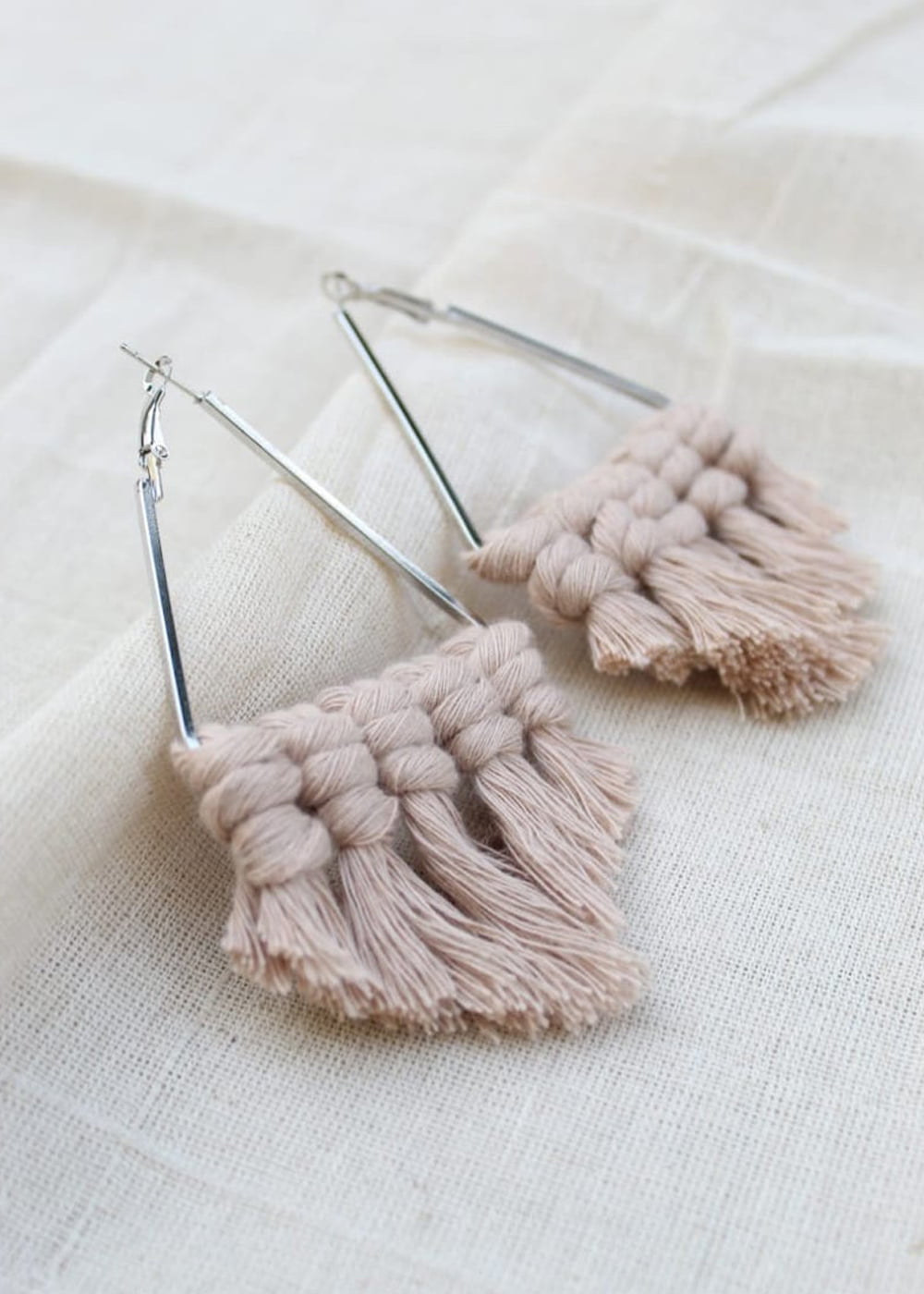 Triangular tassel earrings