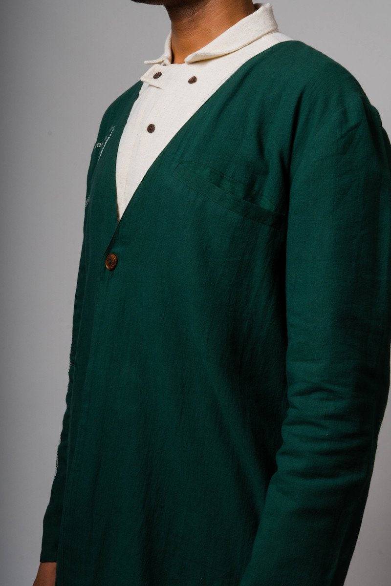 V-Neck Jacket | Green colour