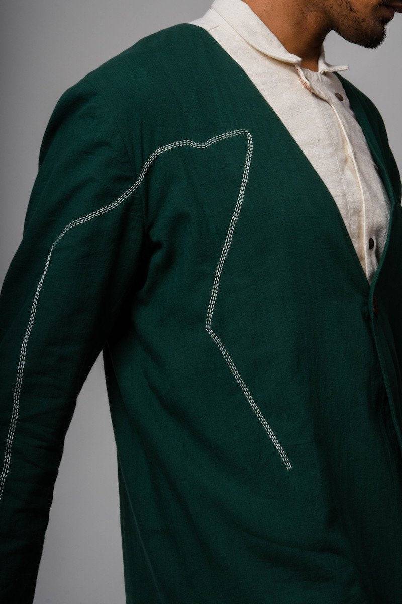 V-Neck Jacket | Green colour