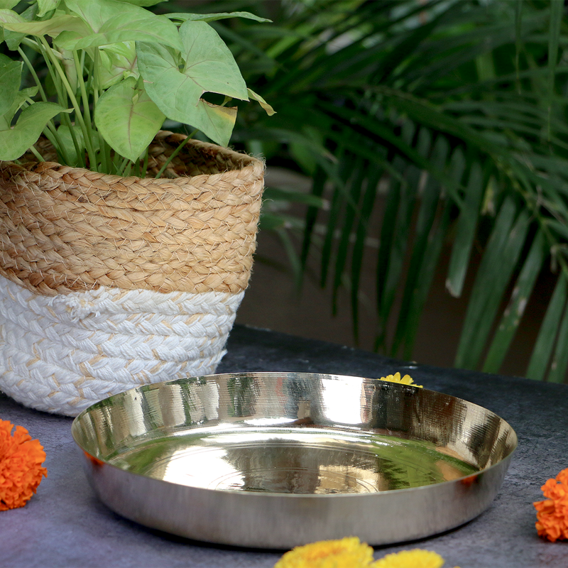 Brass Pital Thali Plate | 9 inches