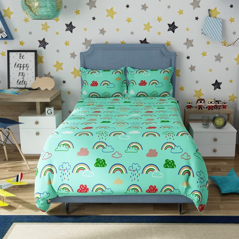 Vibgyor 100% Cotton Antimicrobial Kids Bedsheet Set