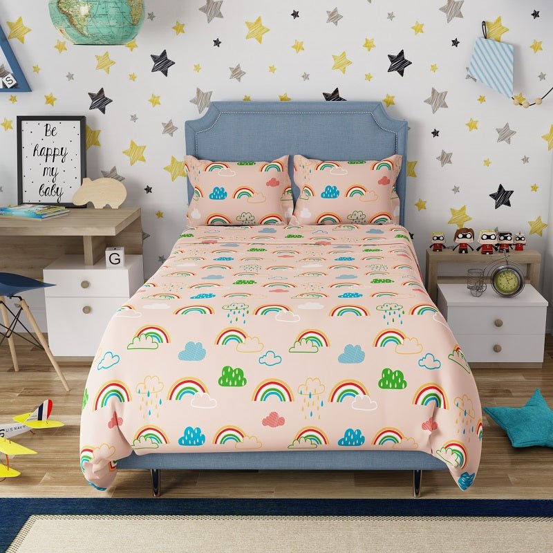 Vibgyor 100% Cotton Antimicrobial Kids Bedsheet Set