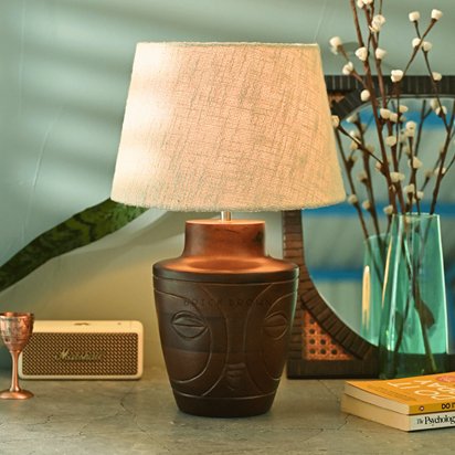 Visage Night Lamp | Handcrafted Mango Wood Table Lamp